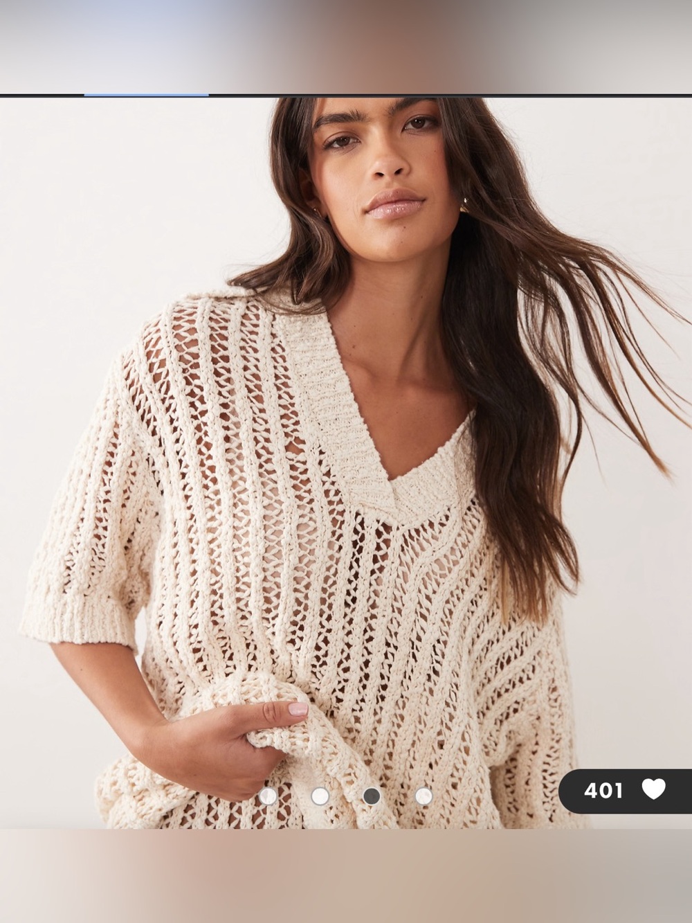 ARRANGE crochet collared top in ivory - part of a set Size-L